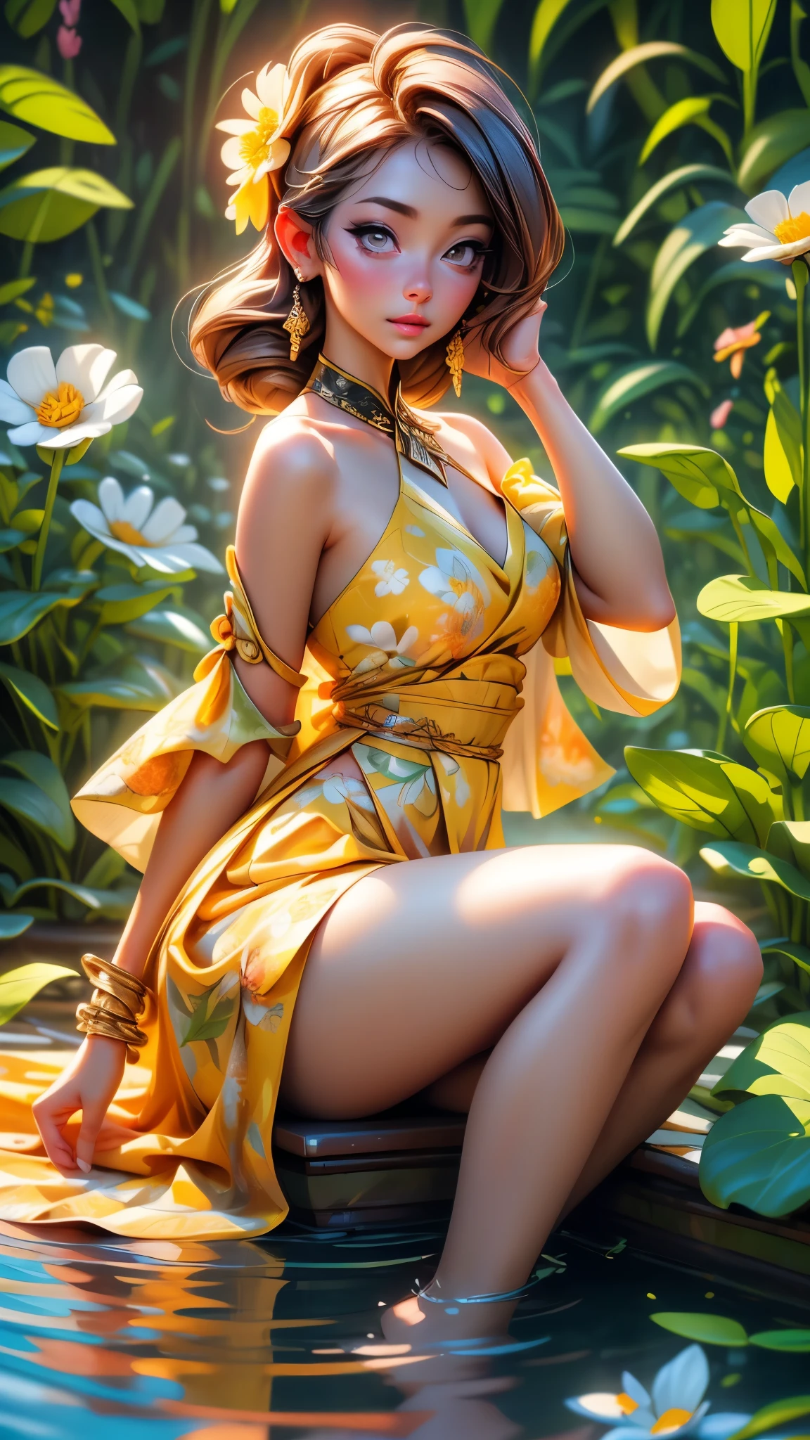 (best quality,4k,8k,highres,masterpiece:1.2),ultra-detailed,(best quality,realistic:1.2), hamabe, lovely woman,field of poppy flowers,sheer yellow floral print summer dress,sunset,play,joy,beauty,harmony,portrait,soft lighting,vibrant colors, HDR, 8k, absurdres, cinestill 800, sharp focus, add_detail:2, Ultra HD | | | ((Fullbody-shot)) add_detail:2 (1woman, solo)