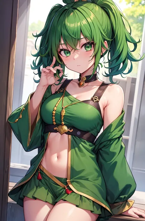 1girl, izuku midoriya as a girl, genderswap izuku midoriya, girl/female/woman, beautiful girl, green hair, detailed green hair, ...