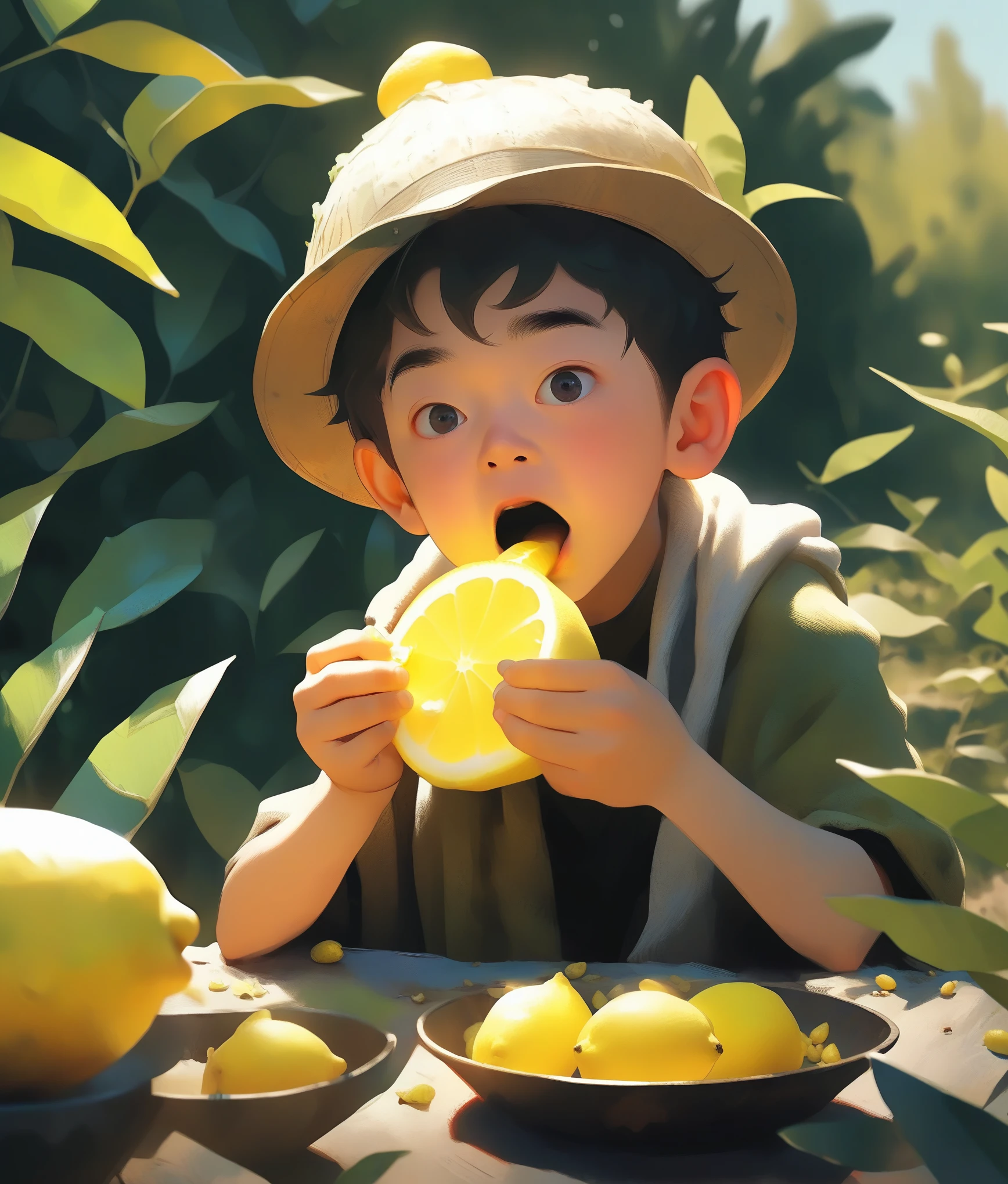 Boy eating lemon, Outdoor Park Rating_8_up