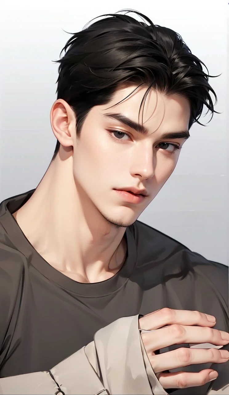 Masterpiece of man, Adult man with firm facial features like an Dutch, black eye, his nose is sharp, mature, black eyes, neat short balck hair, very handsome, white, clean, smooth skin, muscle body realistic, 