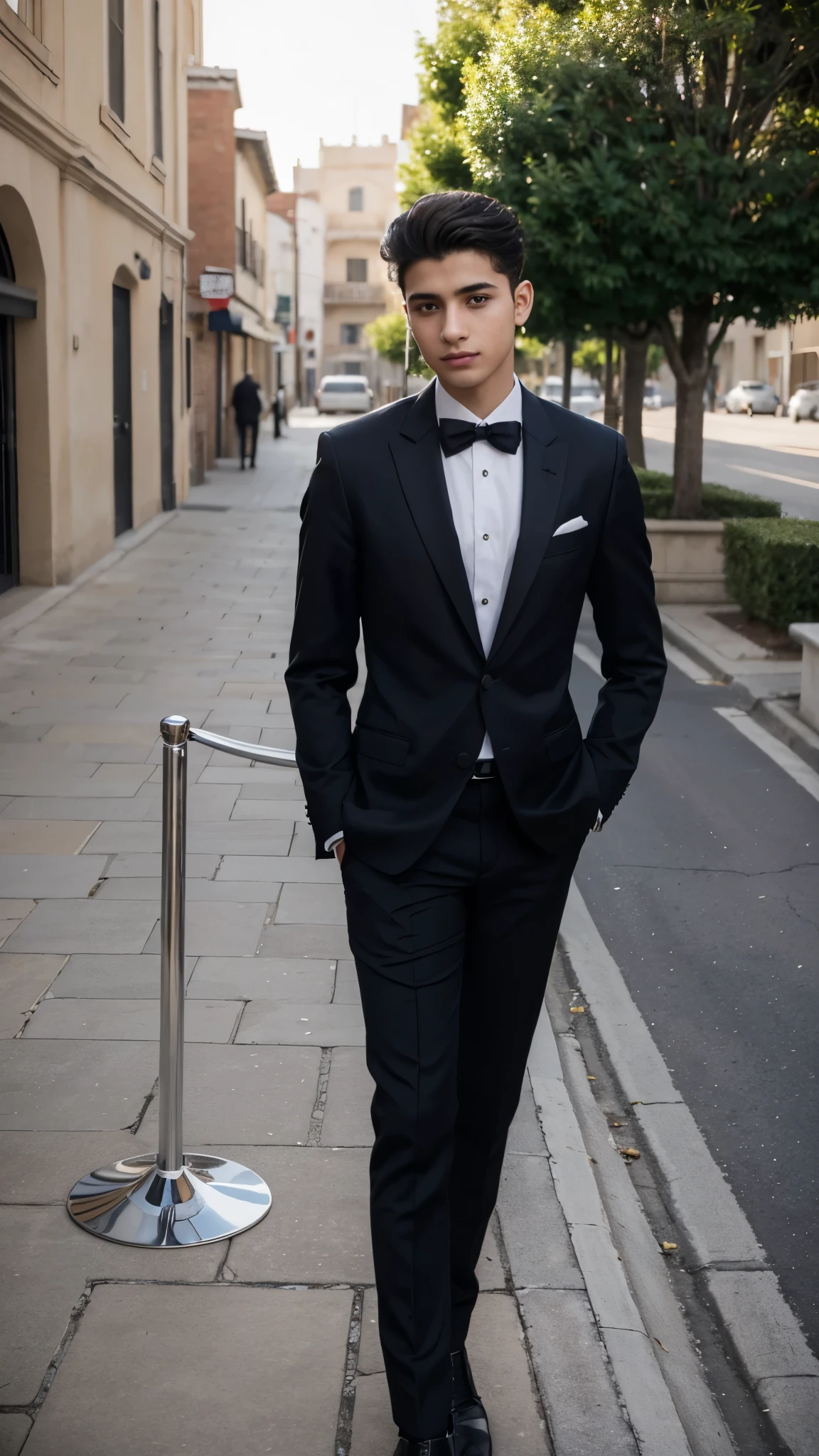 There is a man in a suit and tie posing for a photo., around 19 years, taken in the early 2020s, riyahd cassiem, 18 years, mohamed chahín, tommy 16 years old, youngster, 16 years old, perfect face and boy, taken in the late 2000s