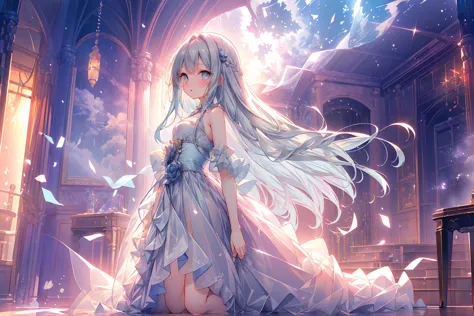 masterpiece, best quality, extremely detailed, (illustration, official art:1.1), 1 girl ,(((( light blue long hair)))), light bl...