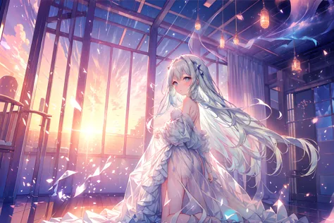  masterpiece, best quality, extremely detailed, (illustration, official art:1.1), 1 girl ,(((( light blue long hair)))), light b...