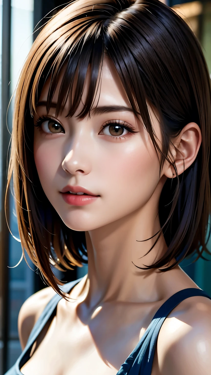 masterpiece, 最high quality, Ultra-high resolution, (Realistic:1.4), Beautiful face in every detail, High Quality Clothing, Amazing European Women, very cute, Portraiture, Soft skin and perfect face、Perfect Face, Shoot your hair, 8K resolution,Super Realistic,Very detailed,high quality, A broad perspective, (short hair:1.3)