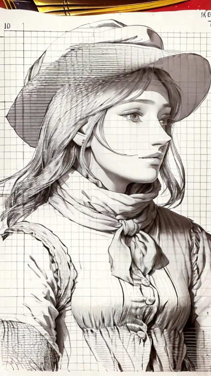 bocetos de una mujer con sombrero y bufanda sobre una mesa, inspired by Prince Hoare, Inspirado por Francesco Hayez, inspired by...