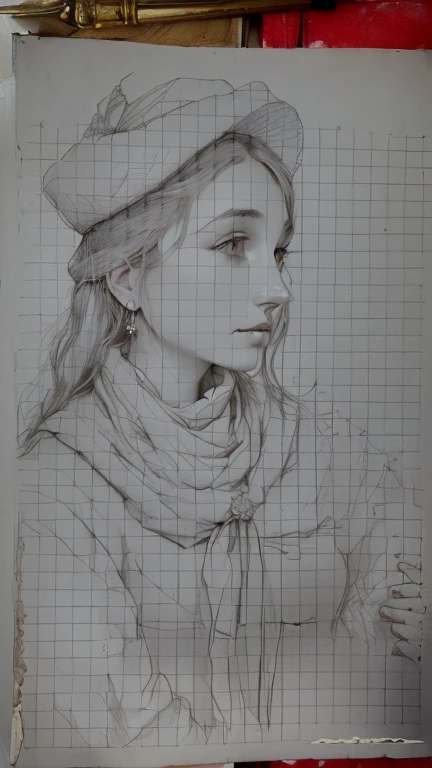 sketches of a woman in a hat and scarf on a table, inspired by Prince Hoare, Inspired by Francesco Hayez, inspired by Jean-François Millet, inspired by Lucy Madox Brown, inspired by Lucas van Leyden, sketched, 🤤 girl portrait, portrait 4 / 3, inspired by Francis Davis Millet, old sketch, solo portrait 🎨🖌️