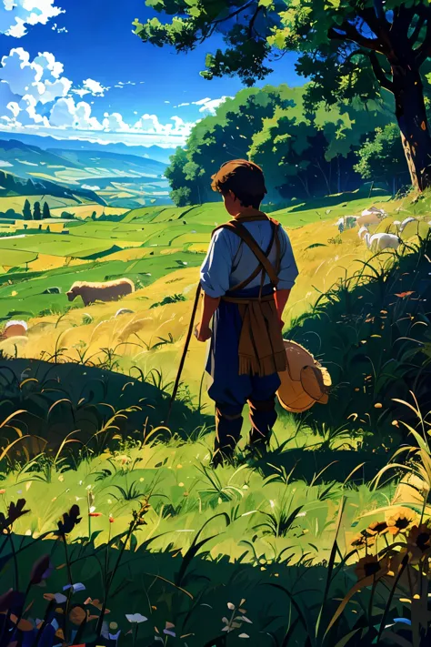 Spain，grassland，The Shepherd Boy