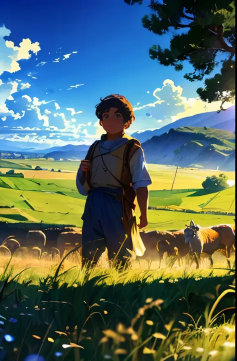 Spain，grassland，The Shepherd Boy，positive image