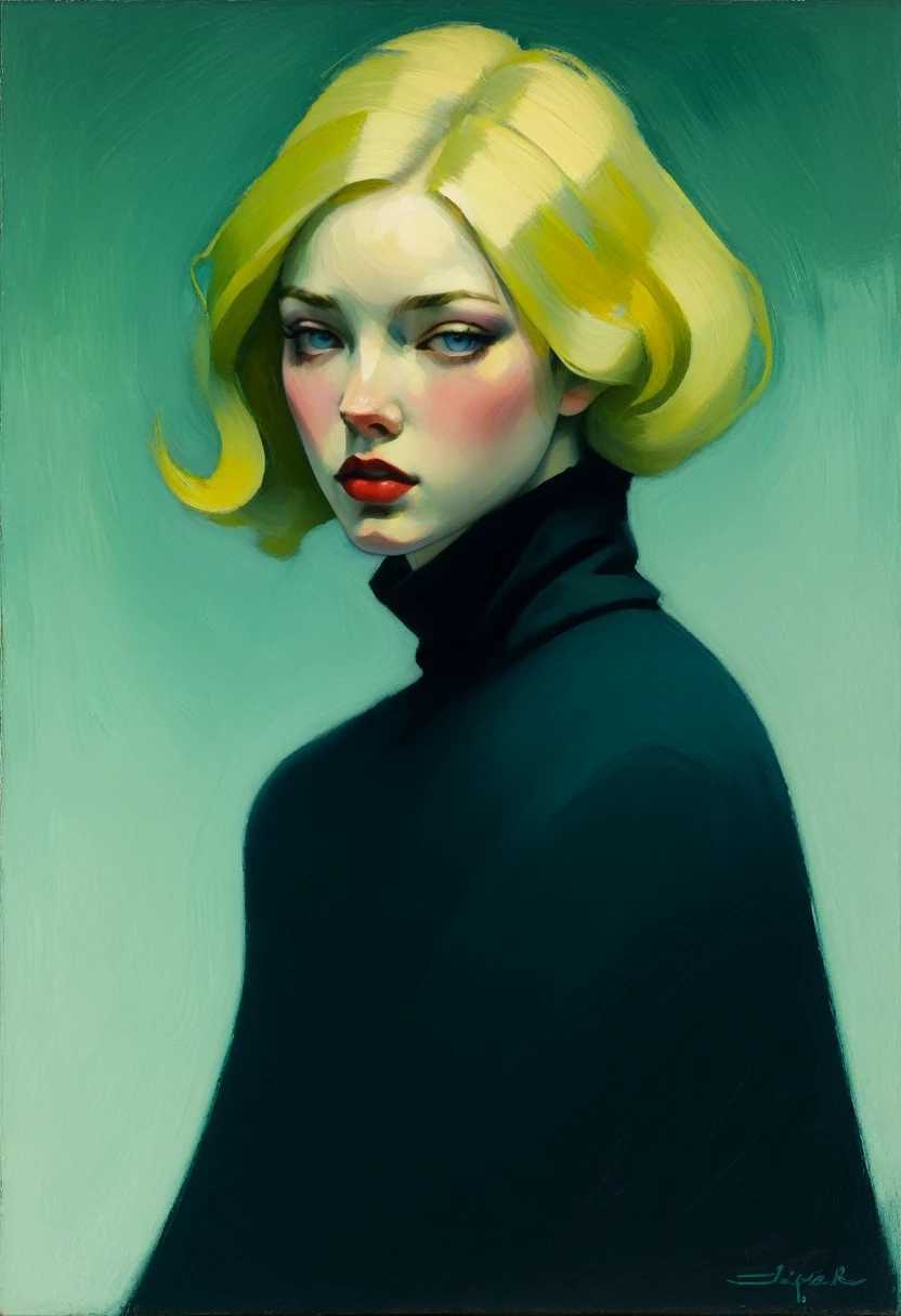 Crie uma pintura a óleo evocativa inspirada em Malcolm Liepke, com base na imagem fornecida. Capture o intenso, expressão introspectiva do sujeito modelo usando espessura, pinceladas expressivas e uma paleta de cores suaves. Destaque a profundidade emocional e a vulnerabilidade no olhar do sujeito, enfatizando o jogo de luz e sombra em seu rosto. Mantenha uma simplicidade, fundo texturizado que complementa a presença contemplativa do sujeito. Concentre-se na qualidade tátil da tinta a óleo para transmitir a emoção crua e a intimidade características do estilo de Liepke. Depois de aplicar tinta espessa, use um pincel seco para arrastar levemente sobre a superfície. Esta técnica pode criar texturas interessantes, revelando as camadas inferiores.