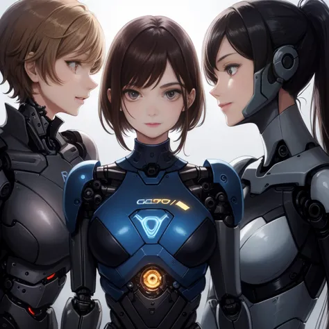Multiple robot women, They all have the perfect human female face.., Everything except the face is mechanical.., Not everyone is...