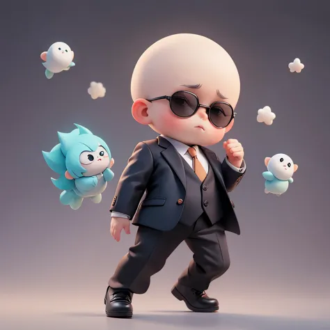 A baby,Suit,BOSS BABY,sunglasses，Baldhead
