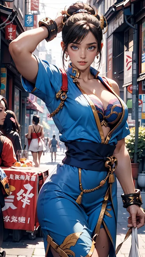 chun-li from street fighter zero、cleavage emphasis