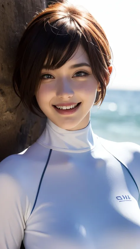 gwen tennyson，1 girl，tracer，d.and，rebecca chambers，overwatch，gundam，close up，mech pilot，sea view，white and rose corset，hairpin，c...