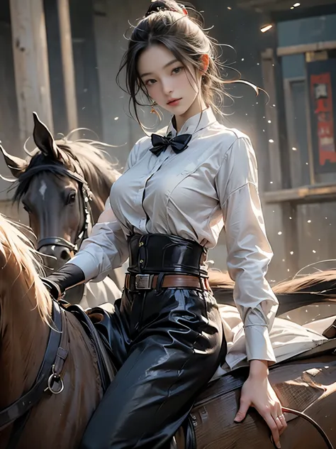 Zerg Queen Beautiful Girl: Ranlinger, 18 years old, (horse riding騎手:1.3), Messy Hair, oil, Romanticism painting, beautiful Perfe...