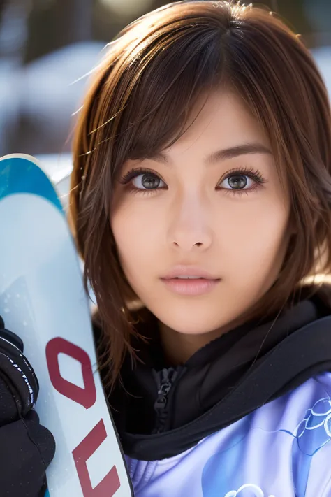 (((snowboard player:1.4, olympian:1.4, slopes, ski wear))), (ultra realistic, high resolution), (highly detailed eyes, highly de...