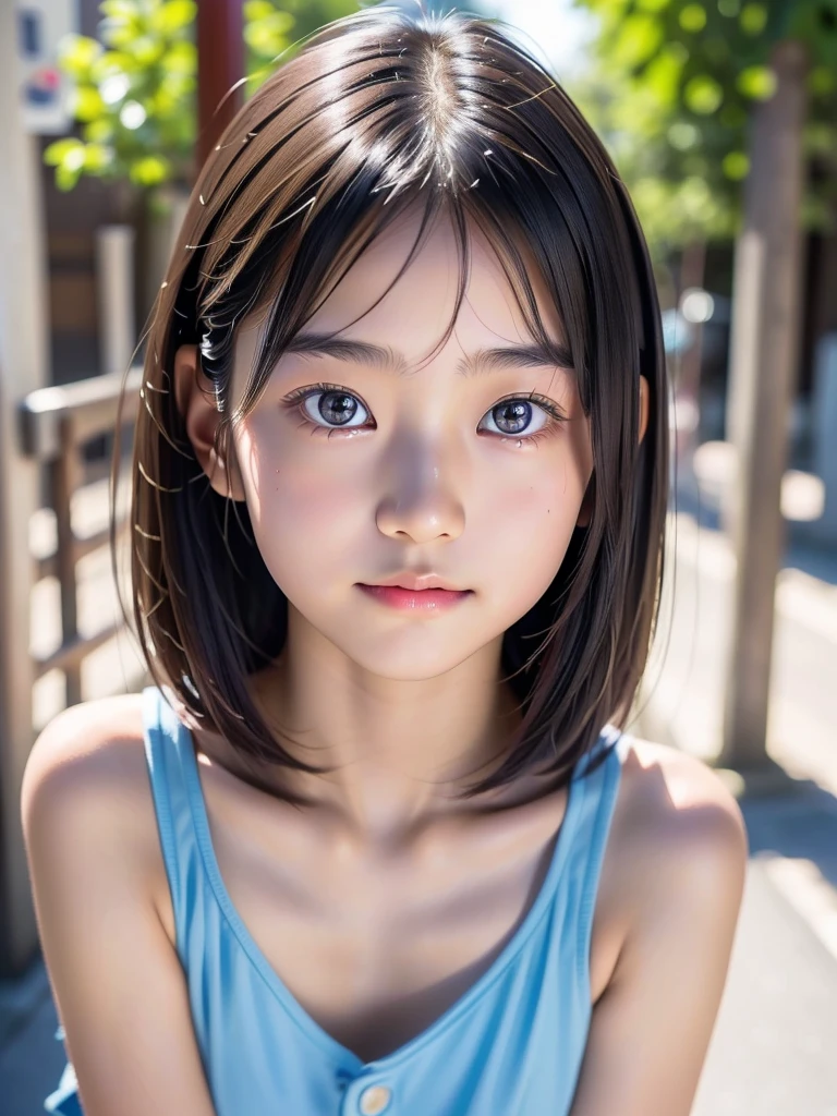 12 years old, (japanese Famous idol:1.4) (1cute girl:1.4) (very young face:1.4) best quality, face focus, soft light, ultra high res, (photorealistic:1.4), RAW photo, 1japanese girl, solo, cute, (pupil, lights in the eyes), detailed cute face, (small chest),(high resolution detail of human skin texture), Dress, (portrait)