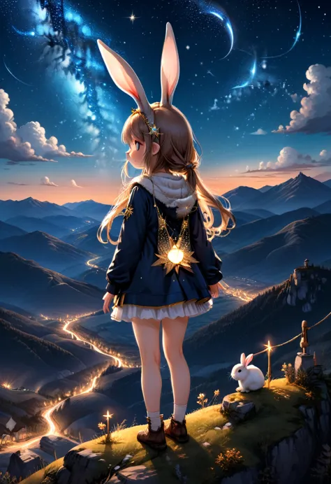 At night, the rabbit eared girl stood on the mountaintop, facing the brilliant starry sky. She closed her eyes and made a wish. ...