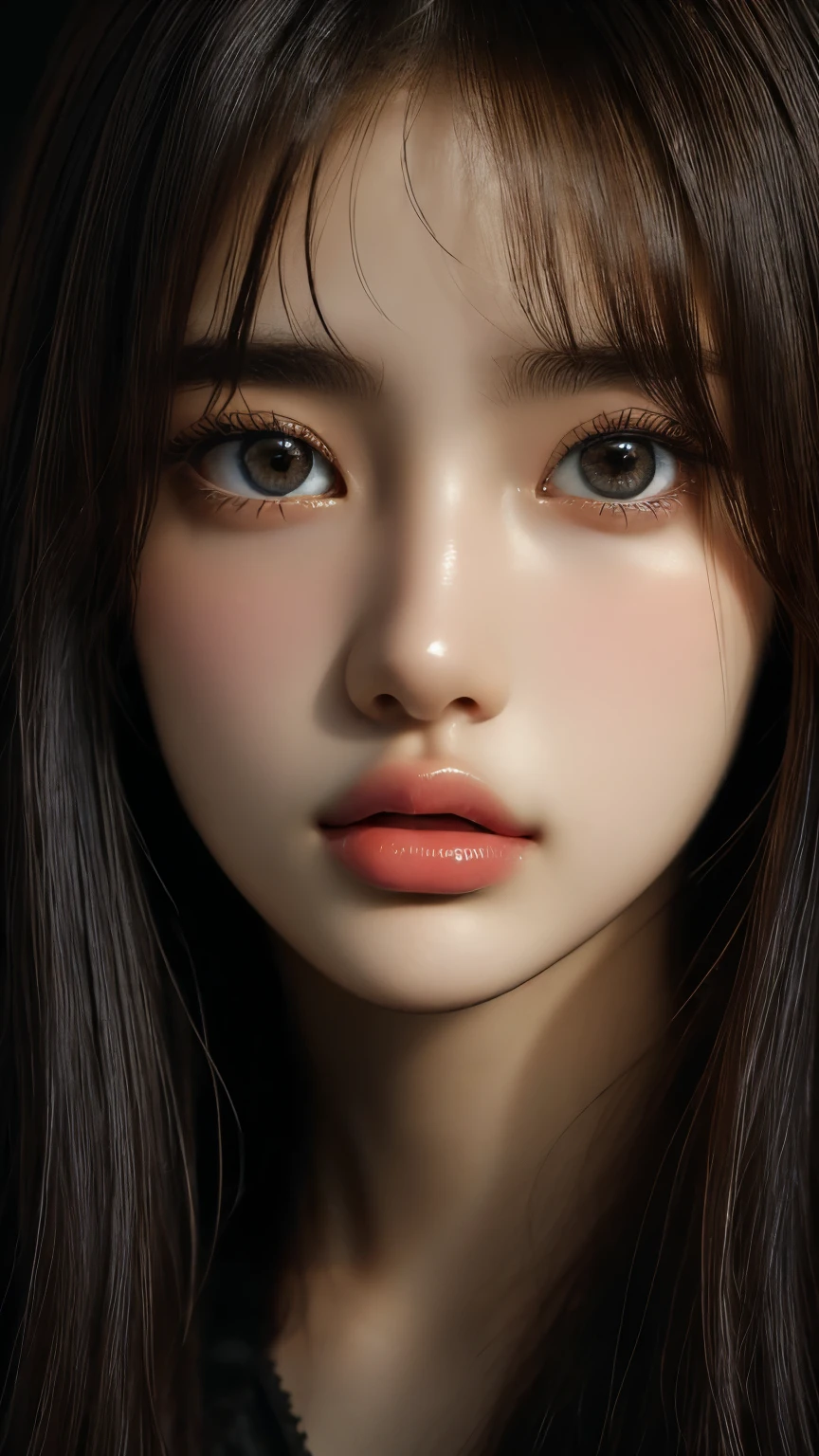 Obra maestra, mejor calidad, ilustración, ultra detallado, finamente detalle, alta resolución, fondo de pantalla 8k, Perfecta composición dinámica, Hermosos ojos detallados , cara sexy,Cara sintiendo éxtasis,Rostro en la cima de la excitación sexual., mirando al espectador, ((fondo oscuro)), al estilo de Mark Demsteader，