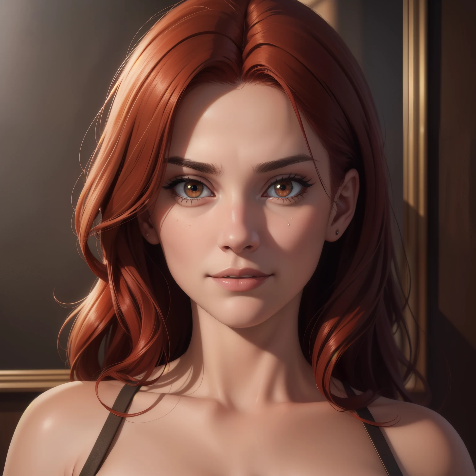 Hyperrealistic art portrait, pretty woman, red hair, perfect face, Extremely high-resolution details, photographic, realism pushed to extreme, fine texture, incredibly lifelike, sharp, extreme detailed, HD, HDR, masterpiece, 8k, fine art, oil painting, best quality, best resolution, vivid colors, detailed, sharp, HD, HDR, best quality, best resolution