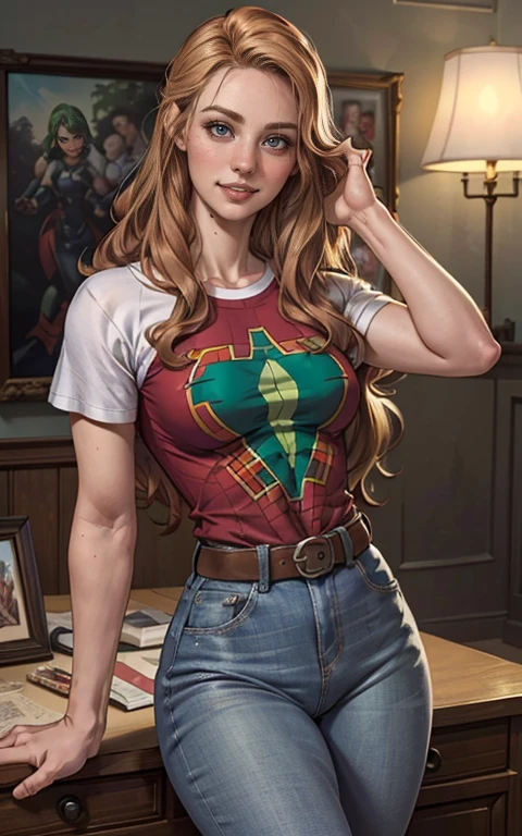  junto com o demolidor personagem das HQs da Marvel  de 35 anos, Jennifer Connelly very long to the waist and half curly with bangs, seios pequenos, olhos grandes com um brilho apaixonado, olhos verdes mel, Um lindo sorriso, vestindo uma camiseta preta longa com um terno feminino verde e jeans, in a serious and sweet comic-style pose, alta qualidade Jennifer Connelly (estilo de desenho animado:1.2),  [(lindas mulheres de meia idade]) desenho de vestindo um moletom folgado e oversized, grande sorriso, olhos perfeitos, rosto detalhado, fundo de festa, pose divertida, olhar sedutor, confete, fundo branco simples junto com o demolidor personagem das HQs da Marvel 