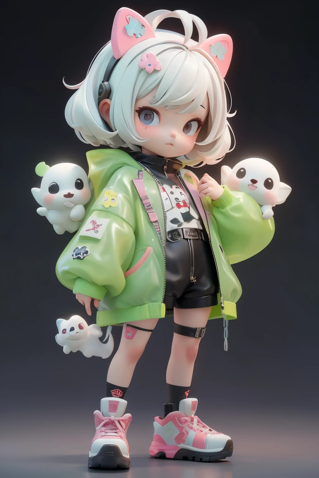 Cute wrapped in clear plastic, Little, 荧光半透明运动fashion服装, Dalmatian, 3D Toys, Cyberpunk Style, Cinema 4D, Octane Rendering, 3D Model, Collectible toys,Nendoroid,Street Style,Pixar,fashion, close, Full Body - AR 3:4 --q 2 50 --none 5 --none 5 --s 100 --style expression --s 2