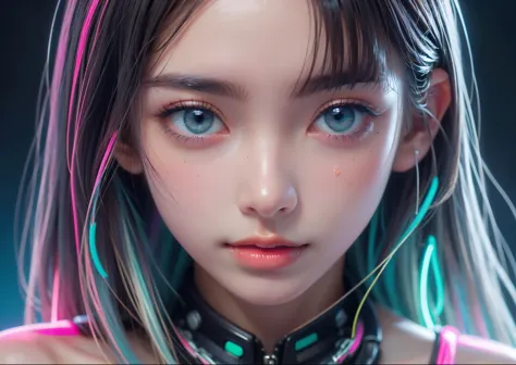 (masterpiece, highest quality, highest quality, Official Art, beautifully、aesthetic:1.2)、Bust Shot、Portrait、 (Cyberpunk fashion ...