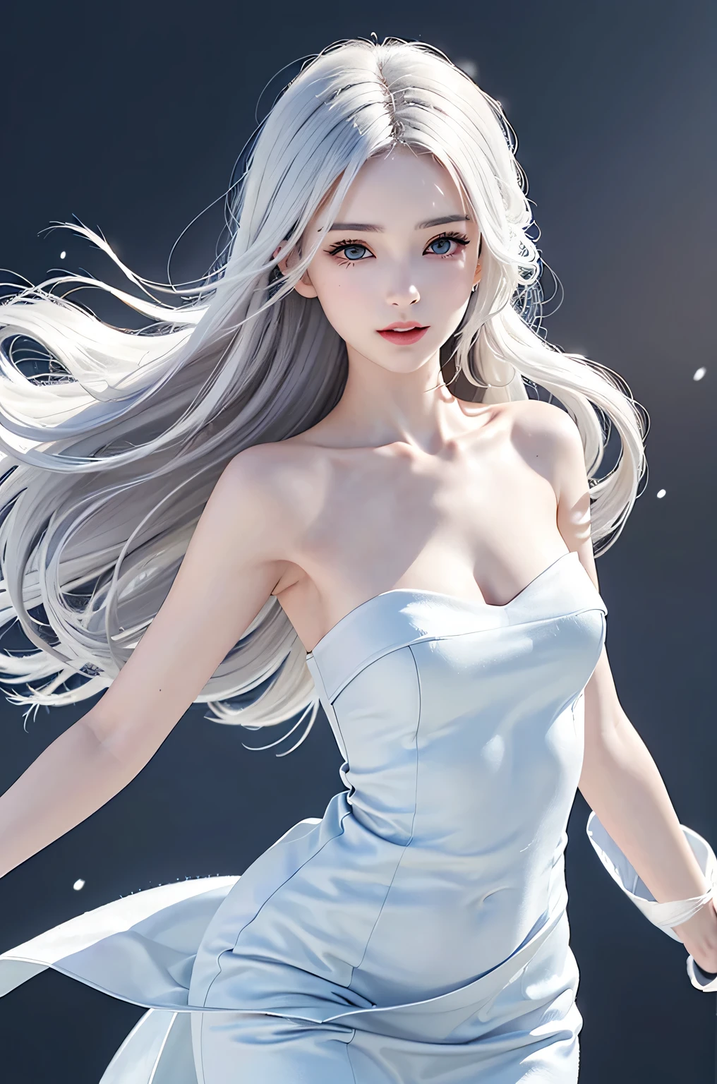 (Close-up)((masterpiece:1.5、8k、Tabletop、Photorealistic and very detailed CG、Very detailed、Particle Effects、Dynamic Effects、Written boundary depth、Cinematic Light、Lens flare、Ray Tracing、Tabletop、Realistic:1.4、超A high resolution、Realistic、Realistic))((alone、A fur coat over a white dress:1.woman wearing 3:1.4、Elegant woman posing、Detailed face、brightexpression、young, bright, Whiter skin、medium beauty breasts、Best Looks、Ultimate beauty、White hair with shiny highlights、Bright and shiny straight bob hair、Hair dancing in the wind))(morning、fantastic snow background,white thin cloth)
