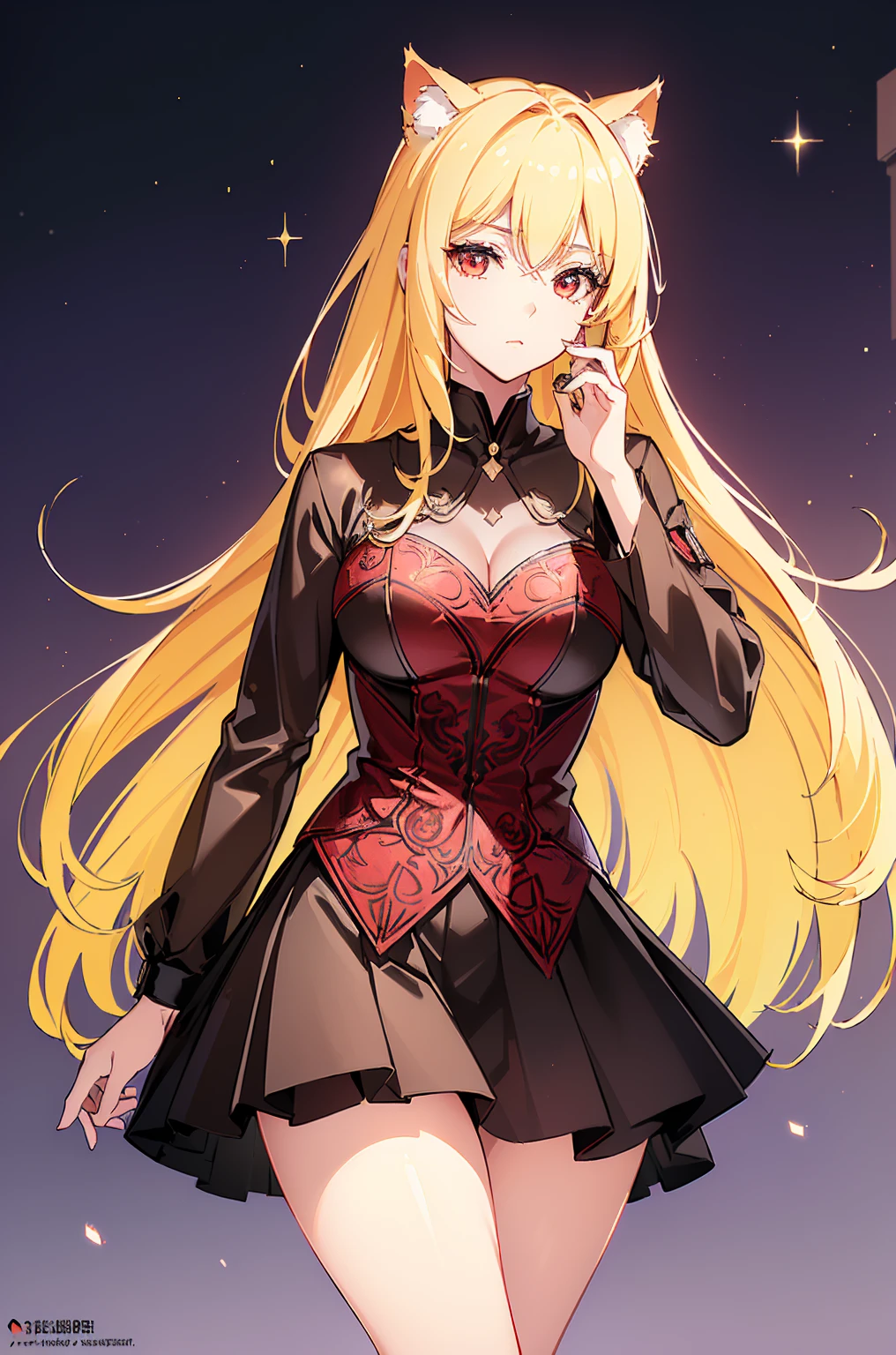 (Cat girl), (smoking), cat ears, black hair, business casual attire, cool, red dress shirt, pretty red eyes, cat tail, ((Crimson Red Eyes eyes: 1.3, Upturned Eyes: 1, Perfect Eyes, Beautiful Detailed Eyes, Gradient eyes: 1, Finely Detailed Beautiful Eyes: 1, Symmetrical Eyes: 1, Big Highlight On Eyes: 1.2)), (((Lustrous Skin: 1.5, Bright Skin: 1.5, Skin Fair, Shiny Skin, Very Shiny Skin, Shiny Body, Plastic Glitter Skin, Exaggerated Shiny Skin, Illuminated Skin))), (Detailed Body, (Detailed Face)), (((Skirt))), High Resolution, Sharp Focus, Ultra Detailed, Extremely Detailed, Extremely High Quality Artwork, (Realistic, Photorealistic: 1.37), 8k_Wallpaper, (Extremely Detailed CG 8k), (Very Fine 8K CG), ((Hyper Super Ultra Detailed Perfect Piece)), (((Flawless masterpiece))), Illustration, Vibrant Colors, (Intricate), High Contrast, Selective Lighting, Double Exposure, HDR (High Dynamic Range), Post-processing, Background Blur, (Sexy pose), (Mature woman), big sis