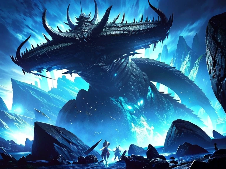 Fantasy anime, cinematic, computer graphics, high-default, wide view, dynamic view, HD8K quality, Jormungand Son Loki's bestial son, threatening eyes, sharp teeth, lifting threatening the depths of the ocean, colossal marine serpent, legendary Nordic trend, clouds dark and stormy sea,