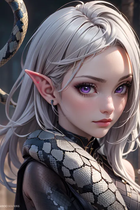 beautiful detailed eyes, beautiful detailed lips, extremely detailed eyes and face, long eyelashes, 1 girl, drow elf, midnight b...