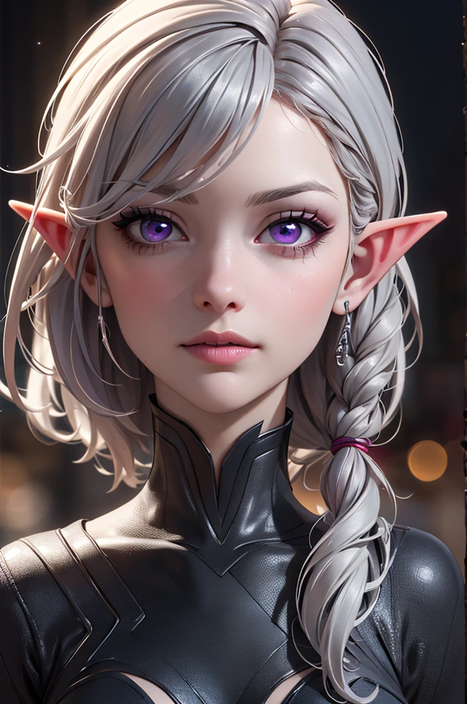 beautiful detailed eyes, beautiful detailed lips, extremely detailed eyes and face, long eyelashes, 1 girl, drow elf, midnight black skin, solid violet eyes, silver hair, confident, vicious, wearing only scant body jewelry in the style of a spider web, snake whip, unclad, fearless, best quality, 4k, 8k, highres, masterpiece:1.2, ultra-detailed, realistic, photorealistic, photo-realistic:1.37, HDR, UHD, studio lighting, ultra-fine painting, sharp focus, physically-based rendering, extreme detail description, professional, vivid colors, bokeh, portrait