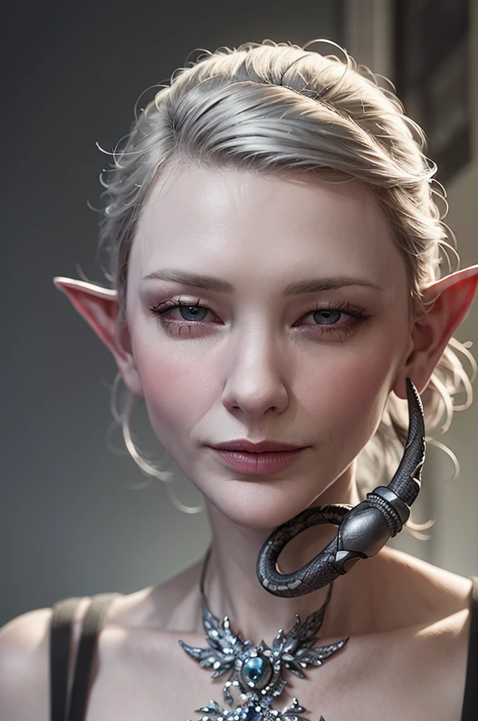 ((cate Blanchett (25)), beautiful detailed eyes, beautiful detailed lips, extremely detailed eyes and face, long eyelashes, 1 girl, drow elf, midnight black skin, solid violet eyes, silver hair, confident, vicious, wearing only scant body jewelry in the style of a spider web, snake whip, unclad), fearless, best quality, 4k, 8k, highres, masterpiece:1.2, ultra-detailed, realistic, photorealistic, photo-realistic:1.37, HDR, UHD, studio lighting, ultra-fine painting, sharp focus, physically-based rendering, extreme detail description, professional, vivid colors, bokeh, full body portrait
