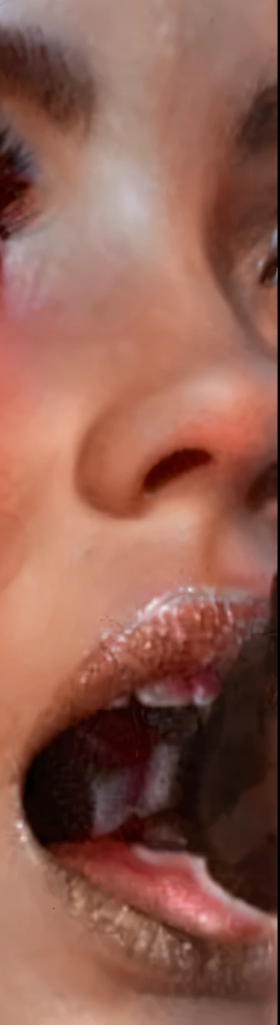 a close up of a woman ,photorealistic skin texture, detailed unblurred face, close up at face, close up of face, realistic skin texture, realistic textured skin, ultra high detail ultra realism, hyperdetailed skin, closeup on face, 8 k pores,UHD, closeup of face, neck zoomed in from lips down