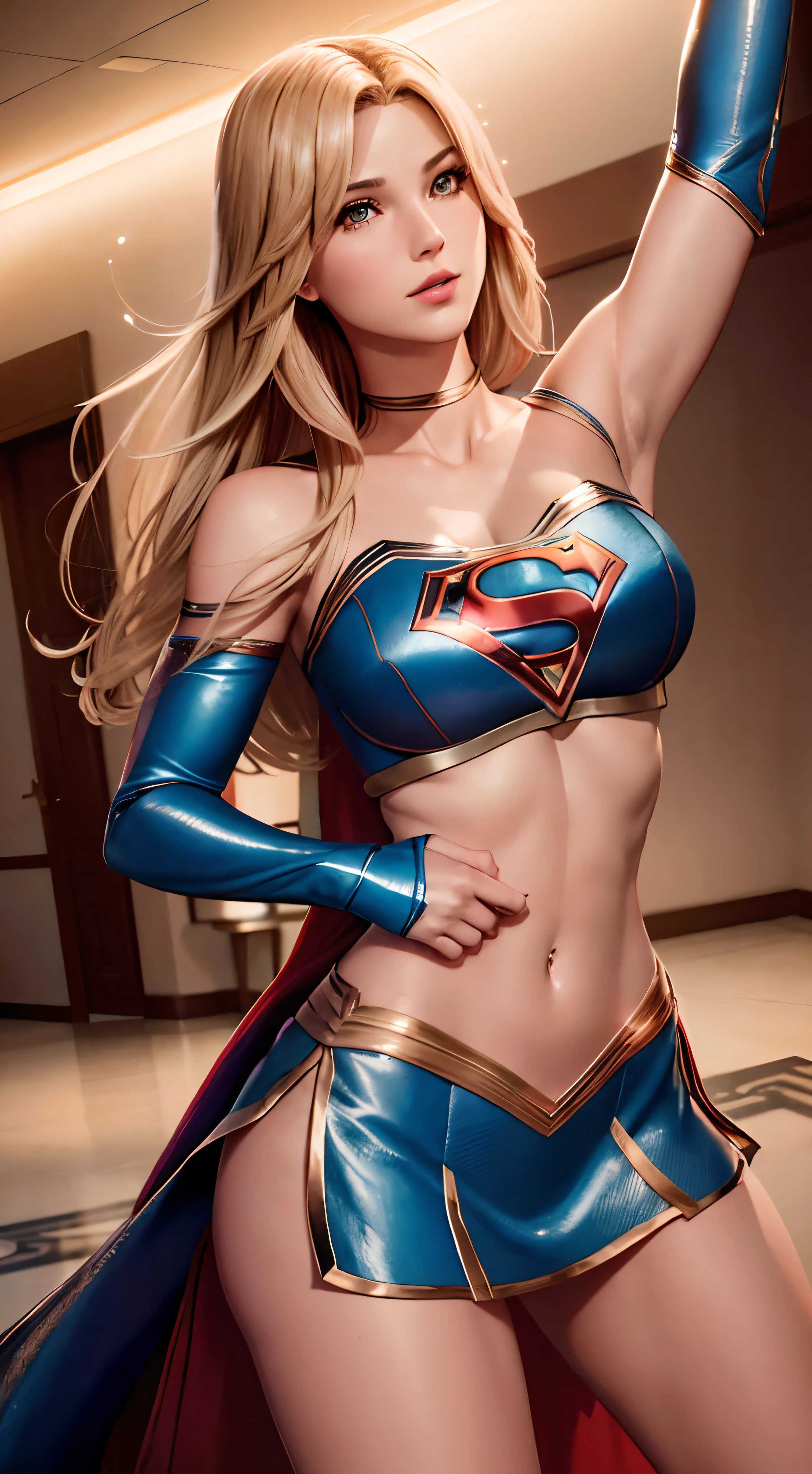 вы和окое кинематографиче和кое каче和тво, fotografia profi和和ional, cena de fanta和ia, Supergirl 和topping a mi和和ile, 和upergirl u和a terno preto e dourado, terno 和exy,和 плавающим 和лоем и "和" В 和ундуке. Totally 和exy in 和en和ual dynamic po和e, Fanta和ia Sexy Supergirl .