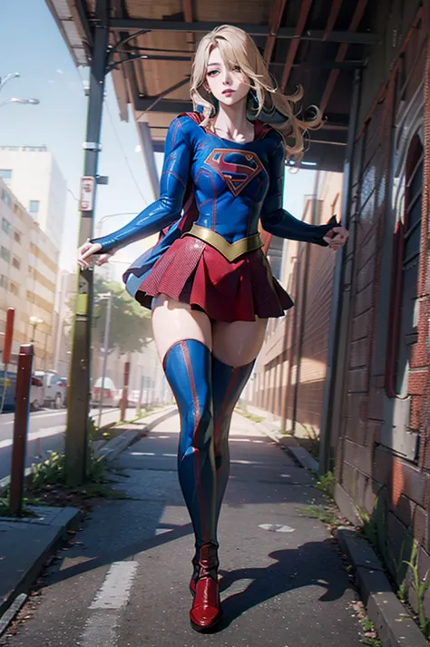 ()full body,Big Booty Goth Girl, Medium chest, Pose in front, 3D Rendering,( Supergirl)