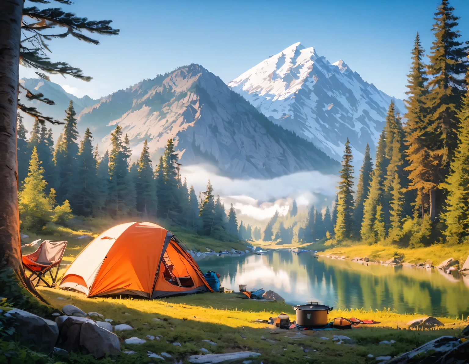 Camping en plein air, Des aventuriers en pleine nature au cœur des montagnes, Des vues spectaculaires