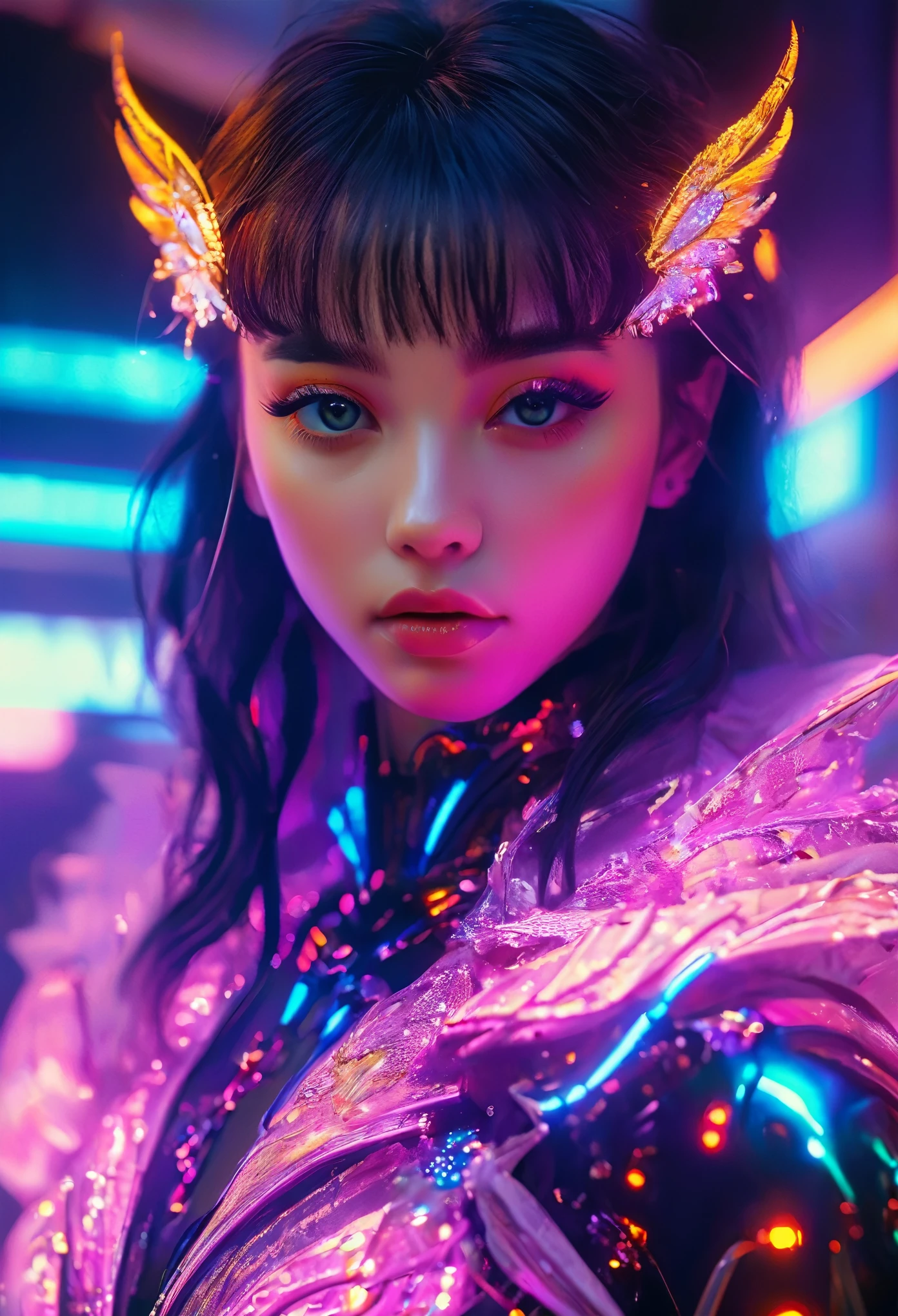 เซอร์เรียล เซอร์เรียลistic dreamlike masterpiece award winning extraordinary detailed work by chang kitchin vaporwave dystopian extremely detailed highly detailed futuristic cleveland ohio cinematic rim lighting octane rendering, 1สาว, ดวงตาที่มีรายละเอียดสวยงาม, ริมฝีปากที่มีรายละเอียดสวยงาม, ใบหน้าและดวงตาที่มีรายละเอียดมาก, ขนตายาว, ซับซ้อน, น่าหลงใหล, น่าหลงใหล, เซอร์เรียล, แปลกประหลาด, ไม่มั่นคง, ไม่มีตัวตน, อารมณ์ไม่ดี, บรรยากาศ, แสงภาพยนตร์, แสงปริมาตร, เงาอันน่าทึ่ง, ซับซ้อน details, เหมือนจริง, 8ก, คุณภาพดีที่สุด, มีรายละเอียดมากเกินไป, โฟกัสคมชัด, การเรนเดอร์ตามทางกายภาพ, สีสันสดใส, สีสันสดใส