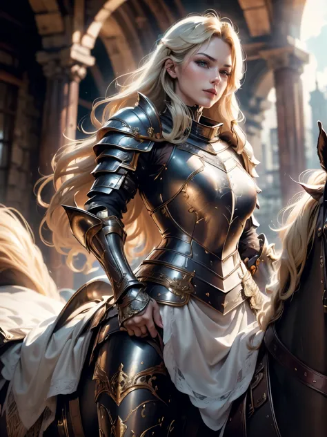 (Masterpiece, Superb Detail, Super Detailed, High Resolution), Male Focus, (((Female Armor))), (((Armor Dress Set))), (She Has L...