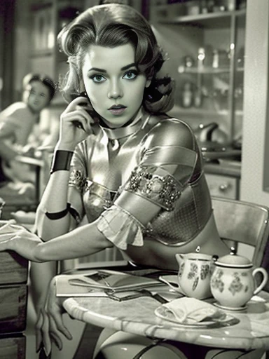 20세기 50년대의 아름다운 여성. 세기，섹시한 태도