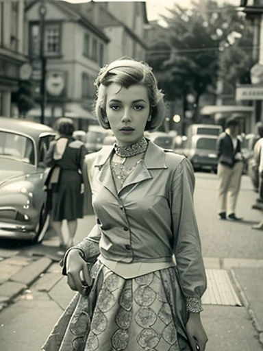 Beautiful woman in the 50s of the 20th century. Century，sexy posture