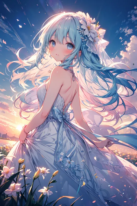 masterpiece, best quality, extremely detailed, (illustration, official art: 1.1), 1 girl, (((light blue long hair))), light blue...