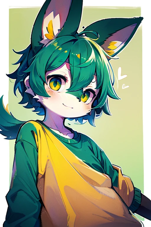 *ella es un conejo furry, su piel es de un verde claro que a simple vista parece blanco, su cabello es de color verde Lima, su ojo izquierdo es negro mientras su pupila es Rosa su ojo derecho de color amarillo y su pupila es verde y cola esponjosa. *


