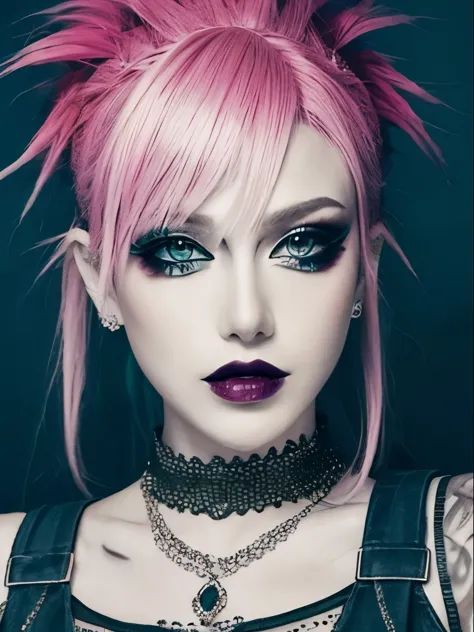 1girl, glam punk, glam punk makeup