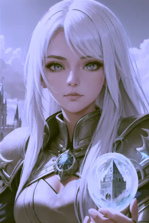 ((high quality:1.2, masterpiece:1.2)), 1girl, beautiful face, white hair, grey eyes, dynamic pose, (death knight, fantasy), (fac...