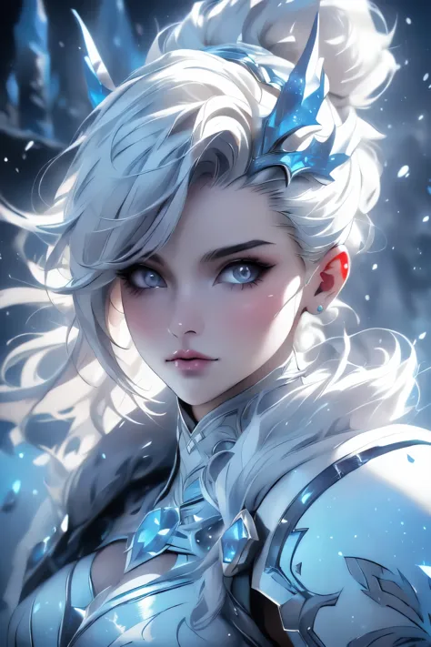 ((high quality:1.2, masterpiece:1.2)), 1girl, beautiful face, white hair, grey eyes, dynamic pose, (death knight, fantasy), (fac...