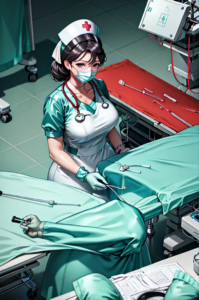 nurse uniform,hospital, latex nurse suit,nurses,busty,elbow gloves,labcoat,black hair woman,red eyes , gigantic ,medical instruments,asian nurse,two nurses,speculum,examination room,oversize ,big ass ,strap on, lay on table ,legs spreaded,giving birth,gyno chair , dentist,Milf,latex,red uniform,oversize breasts