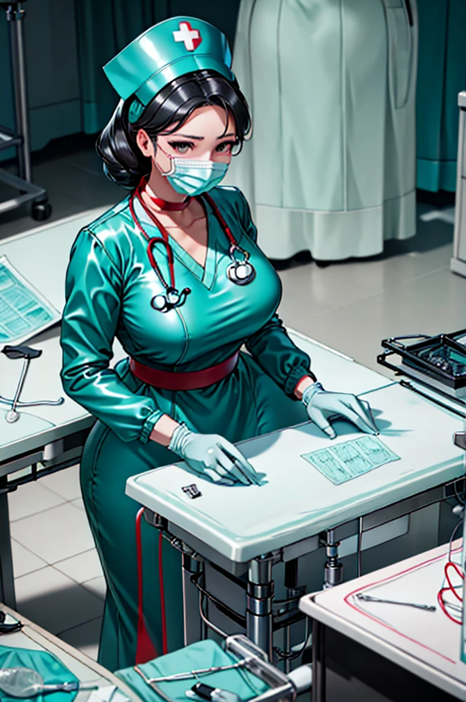 nurse uniform,hospital, latex nurse suit,nurses,busty,elbow gloves,labcoat,black hair woman,red eyes , gigantic ,medical instruments,asian nurse,two nurses,speculum,examination room,oversize ,big ass ,strap on, lay on table ,legs spreaded,giving birth,gyno chair , dentist,Milf,latex,red uniform,oversize breasts