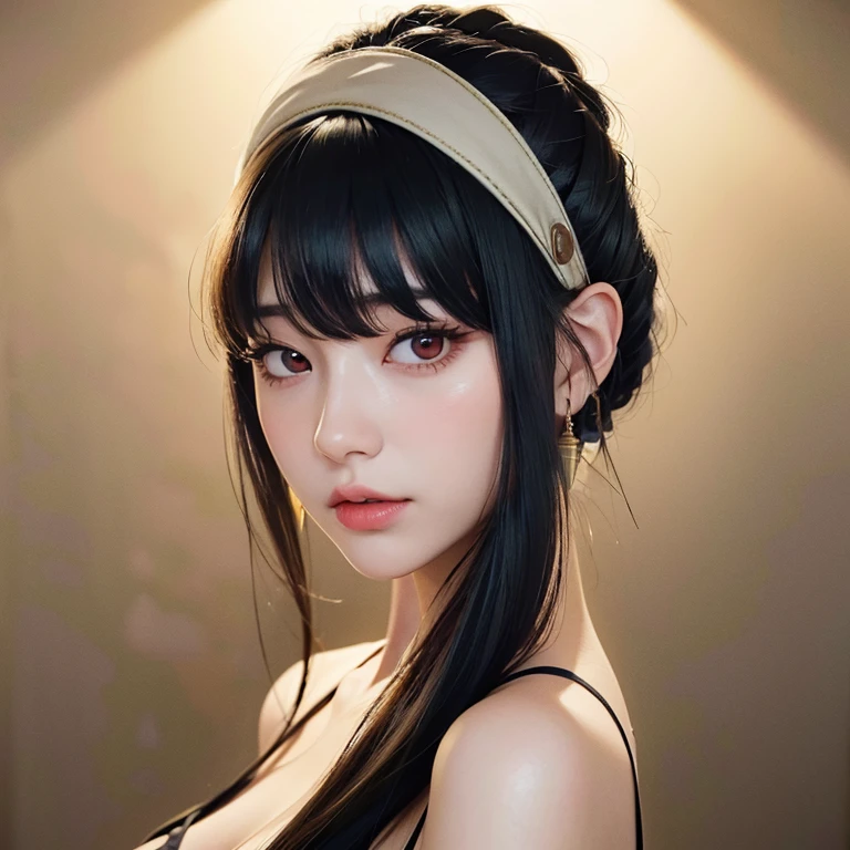 cute girl, 1girl, beautiful detailed eyes, beautiful detailed lips, extremely detailed face and eyes, long eyelashes, long black hair, delicate facial features, looking directly at viewer, best quality, 4k, 8k, highres, masterpiece:1.2, ultra-detailed, realistic, photorealistic:1.37, HDR, studio lighting, sharp focus, physically-based rendering, extremely detailed description, professional, vivid colors, natural lighting, portrait,a beautiful young girl with large, expressive eyes, delicate facial features, and fluffy chestnut hair posing confidently while wearing a Spy x Family Yol Forger costume, the image captured as a high-quality, realistic SLR photograph with exceptional detail, vivid colors, and perfect balance, showcasing the girl's striking beauty and the intricate costume design, the lighting and composition drawing the viewer's attention to the subject's captivating gaze.