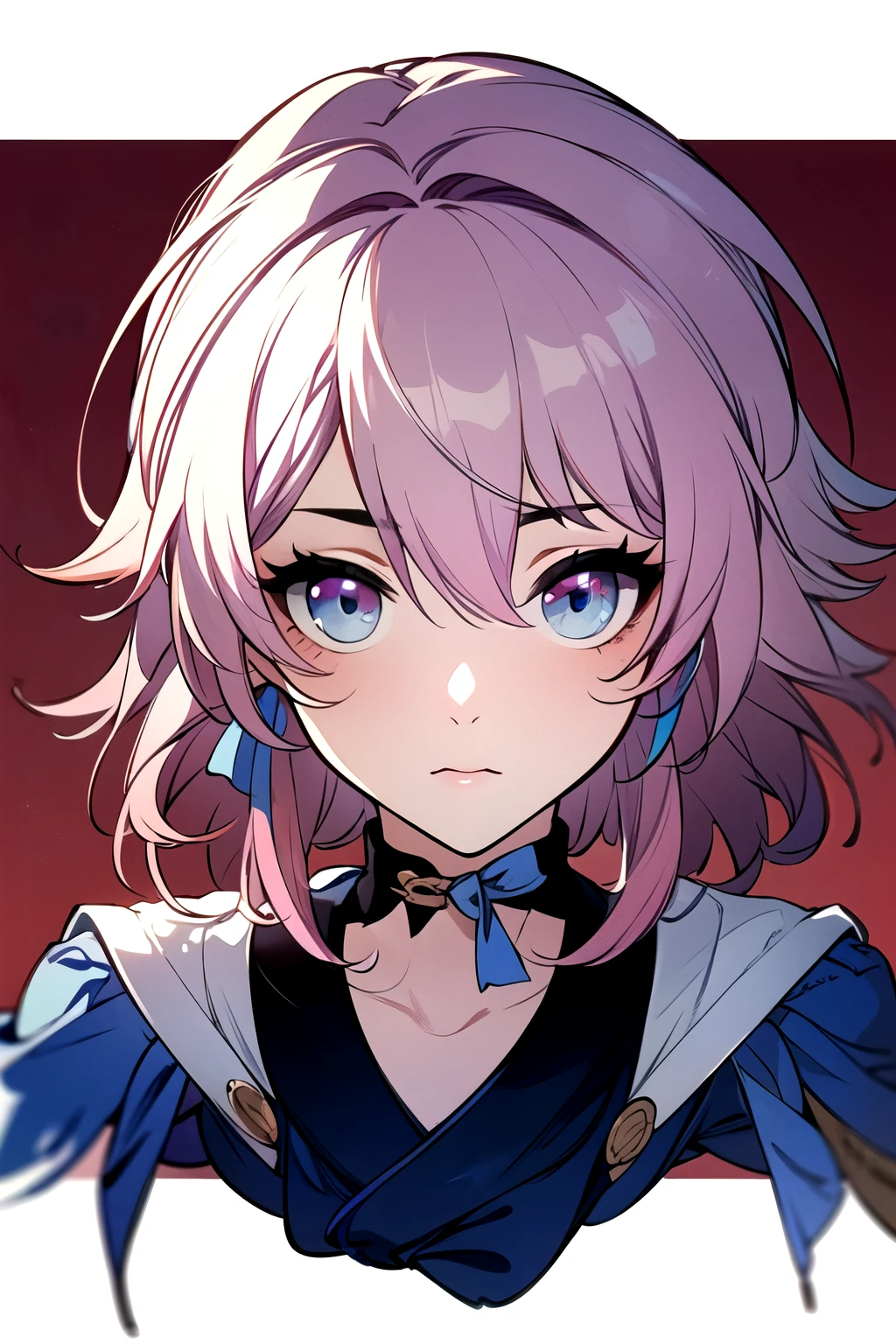 ((best quality)), ((masterpiece)), (detailed), perfect face. Asian girl. Pink hair. Blue eyes. 