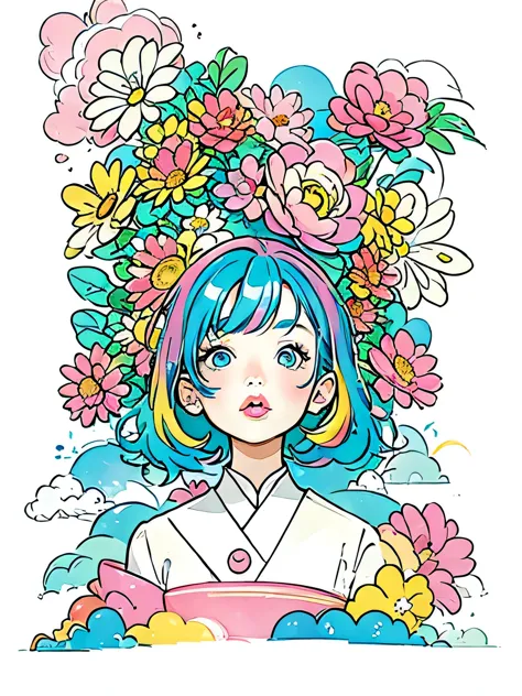Momoko Sakura style、(((stylish fashion))), 8K Quality、Intense watercolor, Detailed watercolor art, Watercolor splash, Surreal, a...